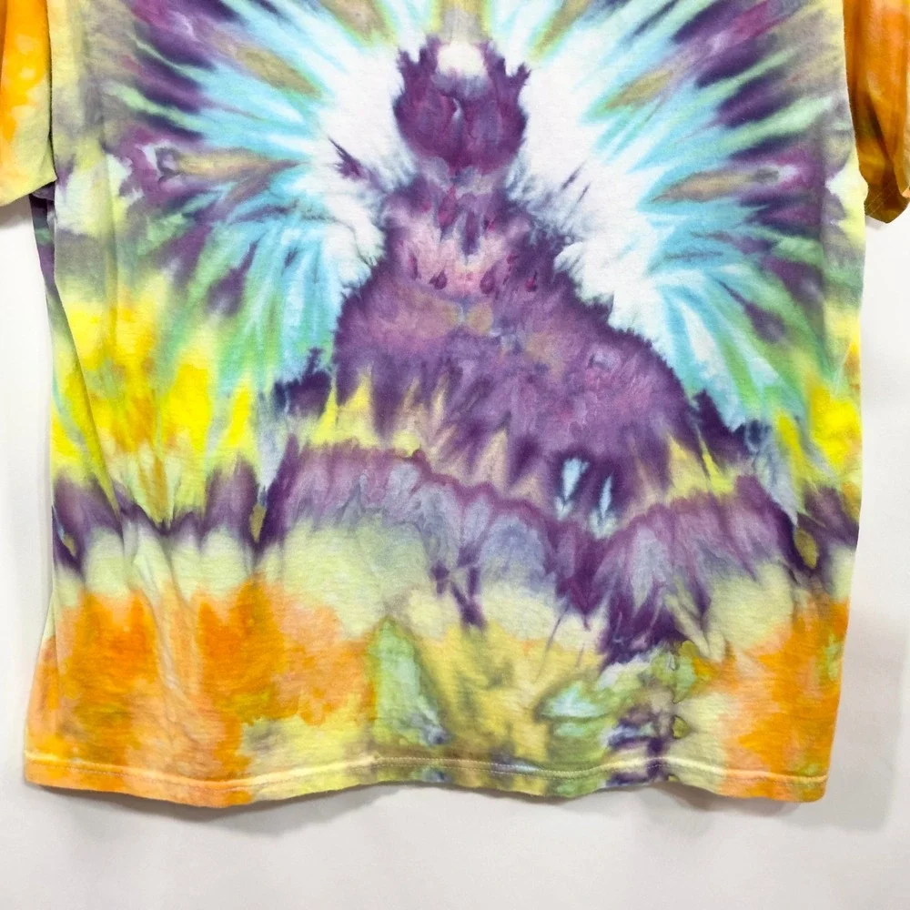 Fruit of‎ the Loom Large Top Handmade Tie Dye Shirt Colorful Purple Yellow 864